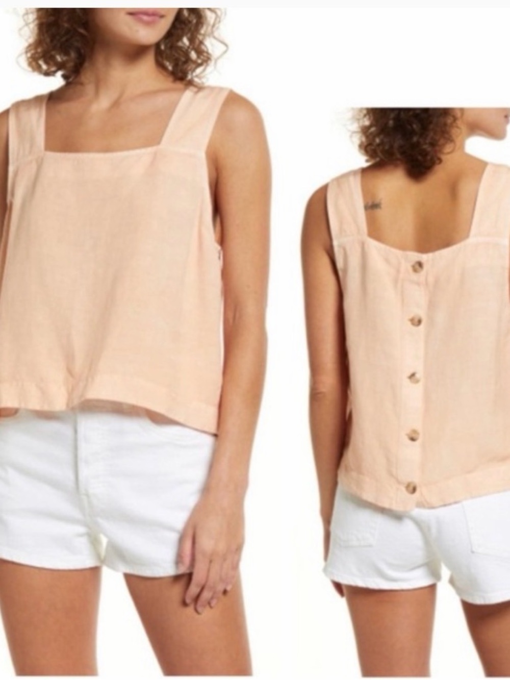 Madewell Sunside Button Back Tank in Apricot Size 12